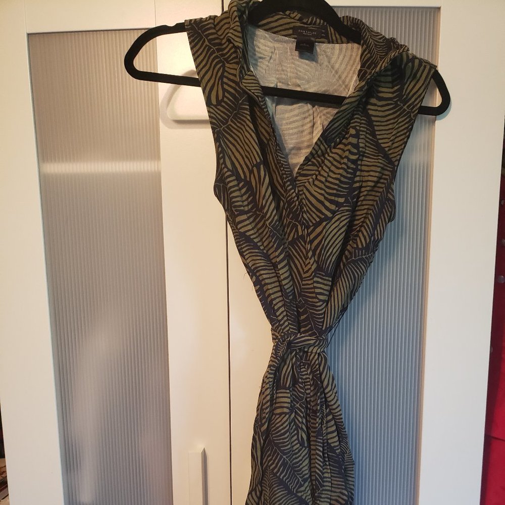 Anne Taylor Factory Leaf Print Button Up Dress